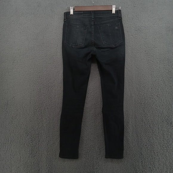 rag & bone Jeans Womens 25 Black Low Rise Skinny‎ Ripped Distressed Capri Denim - Picture 8 of 14